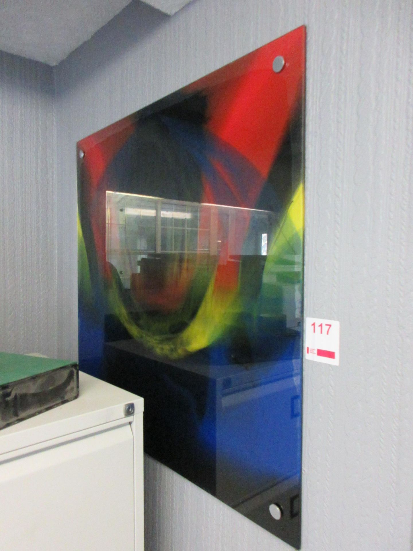 Coloured glass wall mounted picture, 900 x 900mm