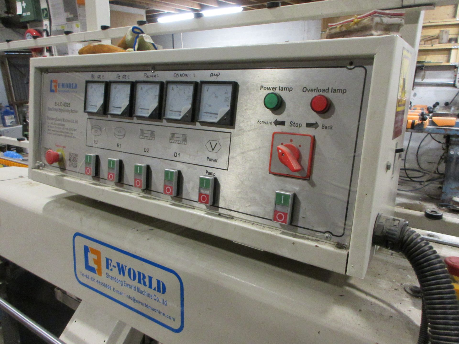 Shandong E World Machine Co E-LD 4325 glass straight edge grinding machine, power lamp, overload - Image 2 of 7