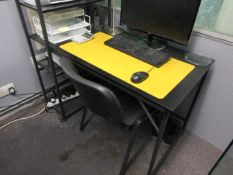 HP Core i5 desk top computer, noc flat screen monitor, keyboard, mouse, HP Deskjet 2710e printer and