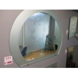 Wall mounted etched framed mirror, 800 x 660mm