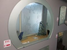 Wall mounted etched framed mirror, 800 x 660mm