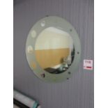 Wall mounted circular etched frame mirror, dia. 600mm