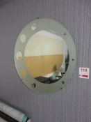 Wall mounted circular etched frame mirror, dia. 600mm