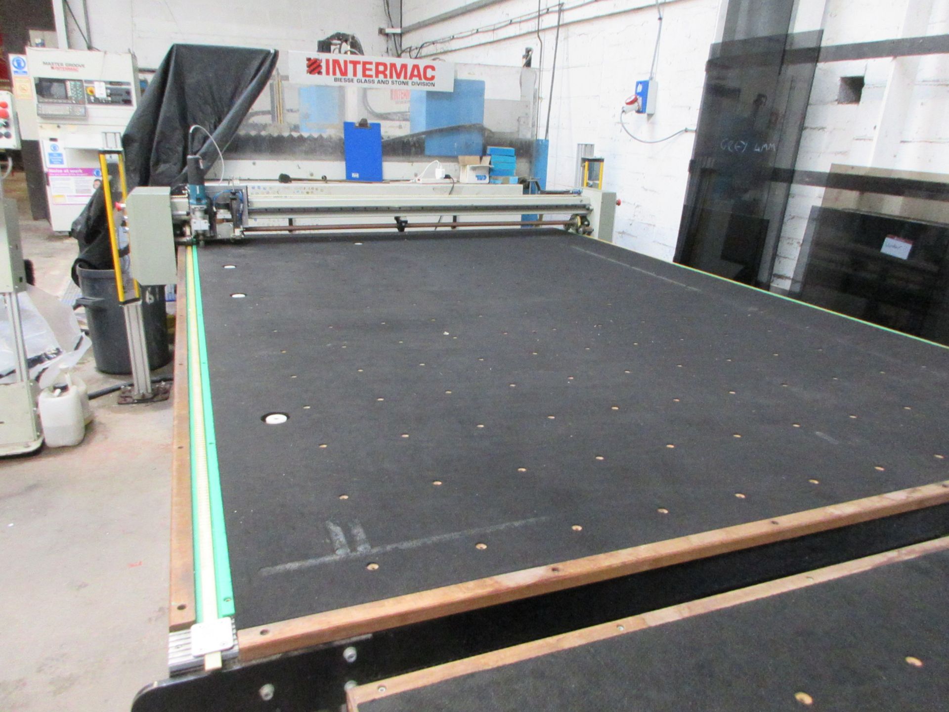 MTL CNC Cougar XY ED Glass cutting table, serial no. MTLCOUED118R, & bench, with Makita SRS glass