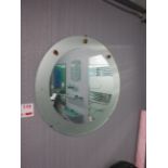 Wall mounted circular etched frame mirror, dia. 600mm
