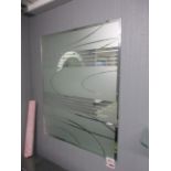 Wall mounted etched mirror, 700 x 1000mm