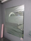 Wall mounted etched mirror, 700 x 1000mm