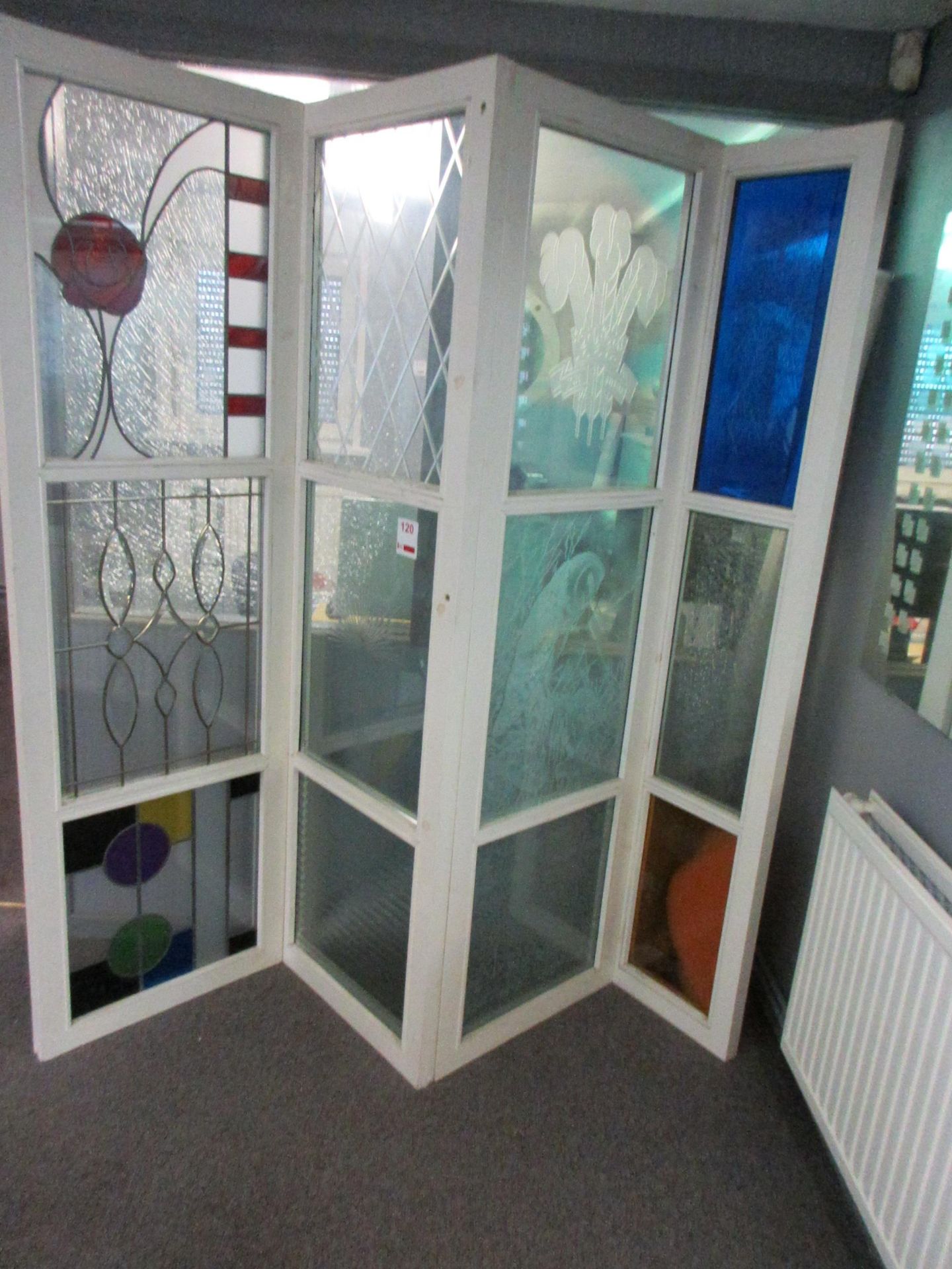 Bespoke timber framed four section glass display stand