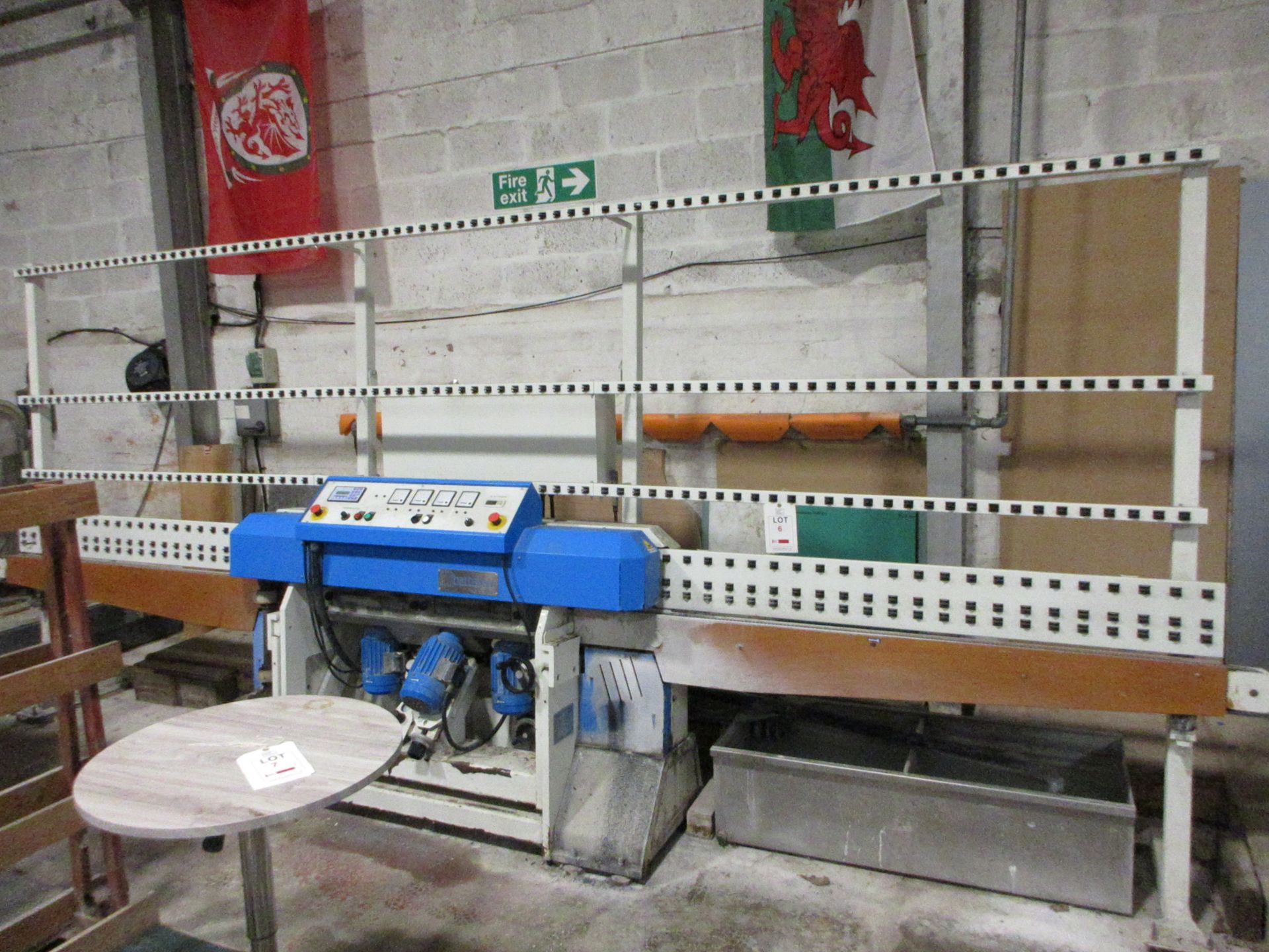 Battellino FP4 glass straight edge grinding machine, serial no. 121 (2017), 4900 x 1350mm roller