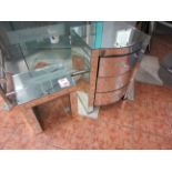 Mirrored 3-drawer unit and side table - both damaged