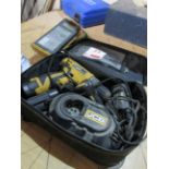 JCB cordless 12v screw driver, battery, charger and Hanna thermometer