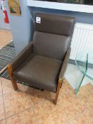 Two timber frame leatherette chairs