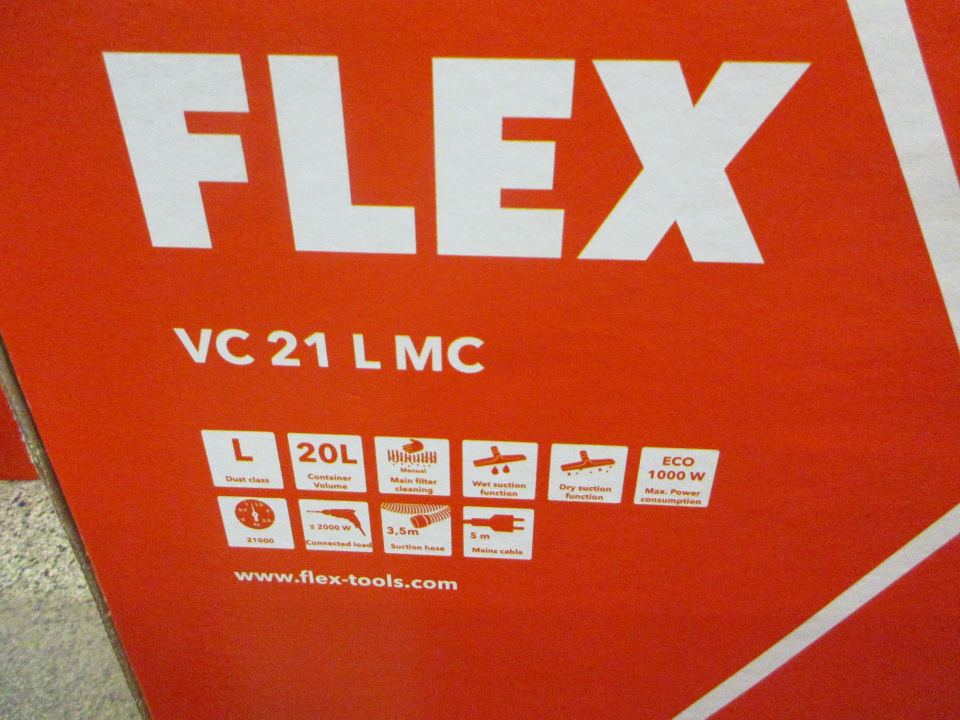 Flex VC21 LMC industrial vacuum, 20 litre, 2 pin plug - Image 2 of 3