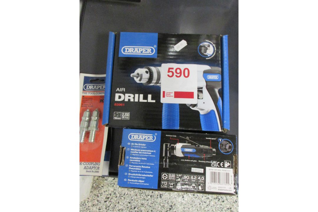 Draper 83961 air drill and Draper air die grinder, boxed - Image 1 of 3