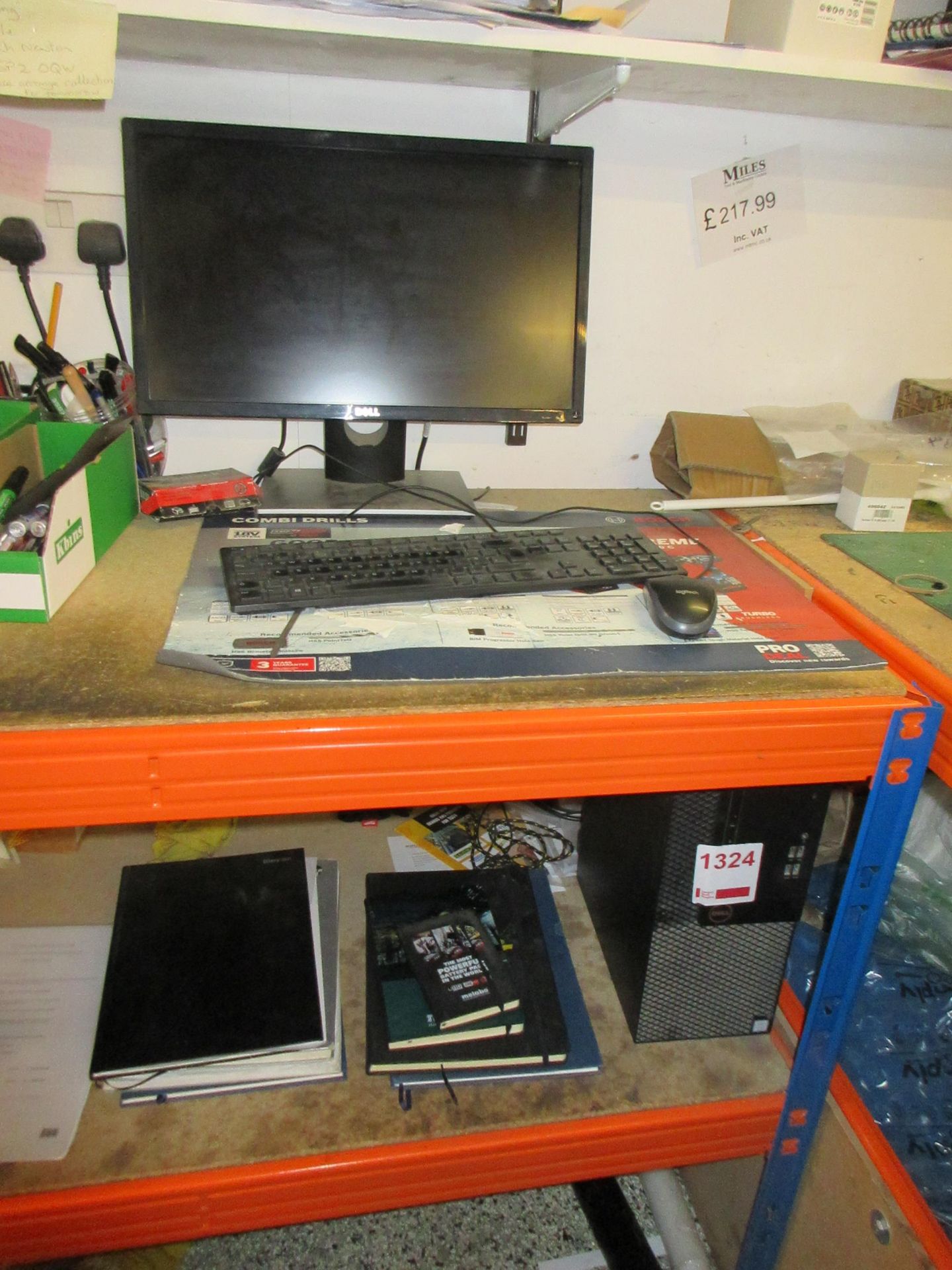 Dell OptiPlex computer tower, 3 x flat screen monitors, keyboards, mouse, TSC label printer