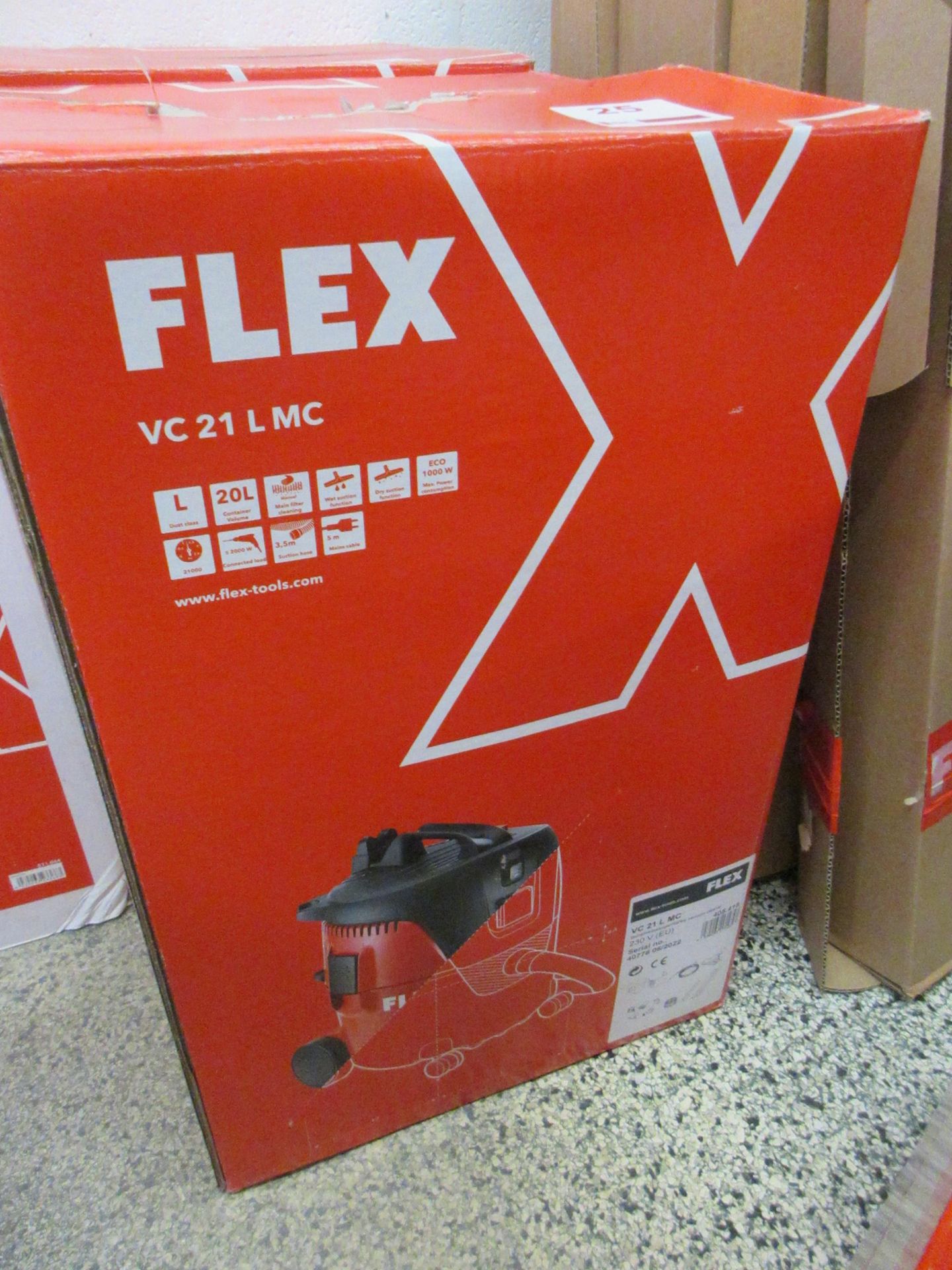 Flex VC21 LMC industrial vacuum, 20 litre, 2 pin plug