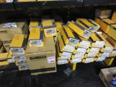 Quantity of assorted Dewalt fastenings including blue tip bolts, hammer screws, pins, concrete