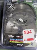 Five 3-pack of Trend Craft Pro Tungsten carbide tip 190mm saw blades