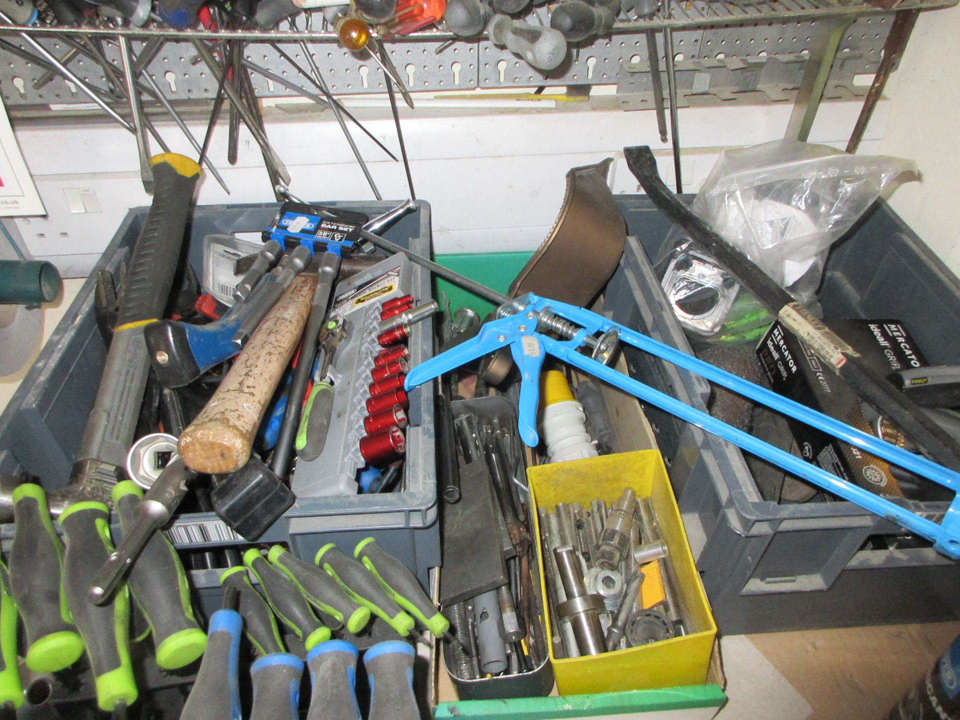 Quantity of assorted hand tools including spanners, screwdrivers, hammers, pliers, sockets, crowbar, - Image 2 of 5
