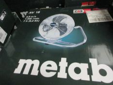 Metabo AV18 cordless fan - body, boxed