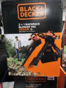Black & Decker BEBLV 301 3 in 1 3000w backpack blower vac, 2 pin plug, 12m power cord included,
