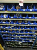 Contents of bays of racking including Bosch arial, pull cord, brush housings, fuel pipes, Flex