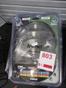 Five 3-pack of Trend Craft Pro Tungsten carbide tip 190mm saw blades