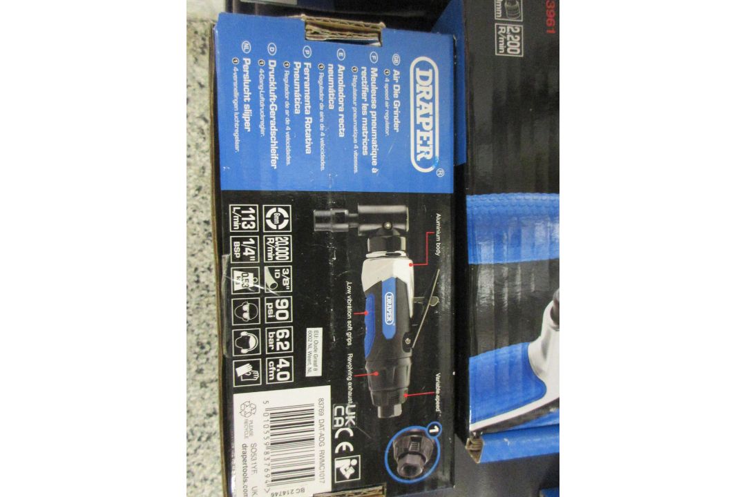 Draper 83961 air drill and Draper air die grinder, boxed - Image 2 of 3