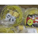 Twelve Spectre heavy duty 10m x 1.5mm extension leads, 110v