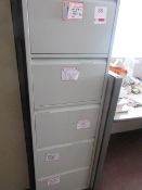 Metal 2-door storage cupboard and metal 5-drawer filing cabinet