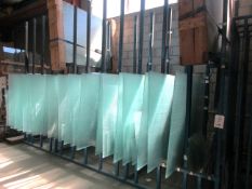Metal frame 12 section static glass storage rack, 5m x 1.2m x height 3.4m (excluding contents)