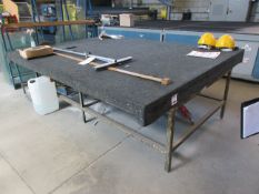 Metal frame timber top lay up table, 2.4m x 1.8m
