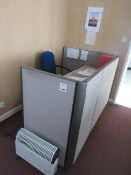 2-section run of office workstation, pedestal and upholstered chair