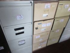 Five various metal 4-drawer filing cabinets