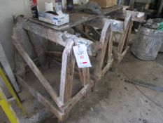 Three timber frame work trestles