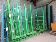 Glass contents of 10 bays of racks to include 6mm float, 6.8mm laminate, reinforced, 6m soft coat,