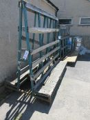 Two metal 'A' frame forkliftable double sided glass racks, approx. 2.2m x 1.2m