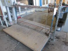 Two metal frame mobile double sided glass racks, 1.7m x 1.3m