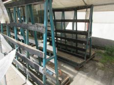 Two metal 'A' frame forkliftable double sided glass racks, approx. 2.2m x 1.2m