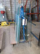 Two metal 'A' frame mobile double sided glass racks, approx. 1.8m x 900mm (excluding contents)