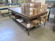 Metal frame timber top workbench with undershelf, 2.4m x 1.2m