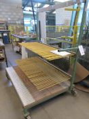 Two metal frame mobile single sided glass racks, 1.6m x 1m