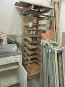 Three wooden framed drying racks height 2000mm x width 490mm x depth 590mm