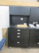 Black mobile drawered workstation (excluding contents) height 2030 x width 1000 x depth 620mm (