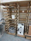 Three wooden framed drying racks 2 - height 2000mm x width 490mm x depth 590mm 1 - height 2220mm x
