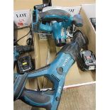 Makita LXT BSS610 circular saw and Makita LXT BJR181 reciprocating saw with battery
