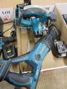 Makita LXT BSS610 circular saw and Makita LXT BJR181 reciprocating saw with battery