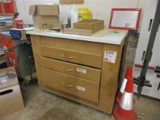 Wooden framed mobile workstation (excluding contents) height 910 x width 1200 x depth 630mm