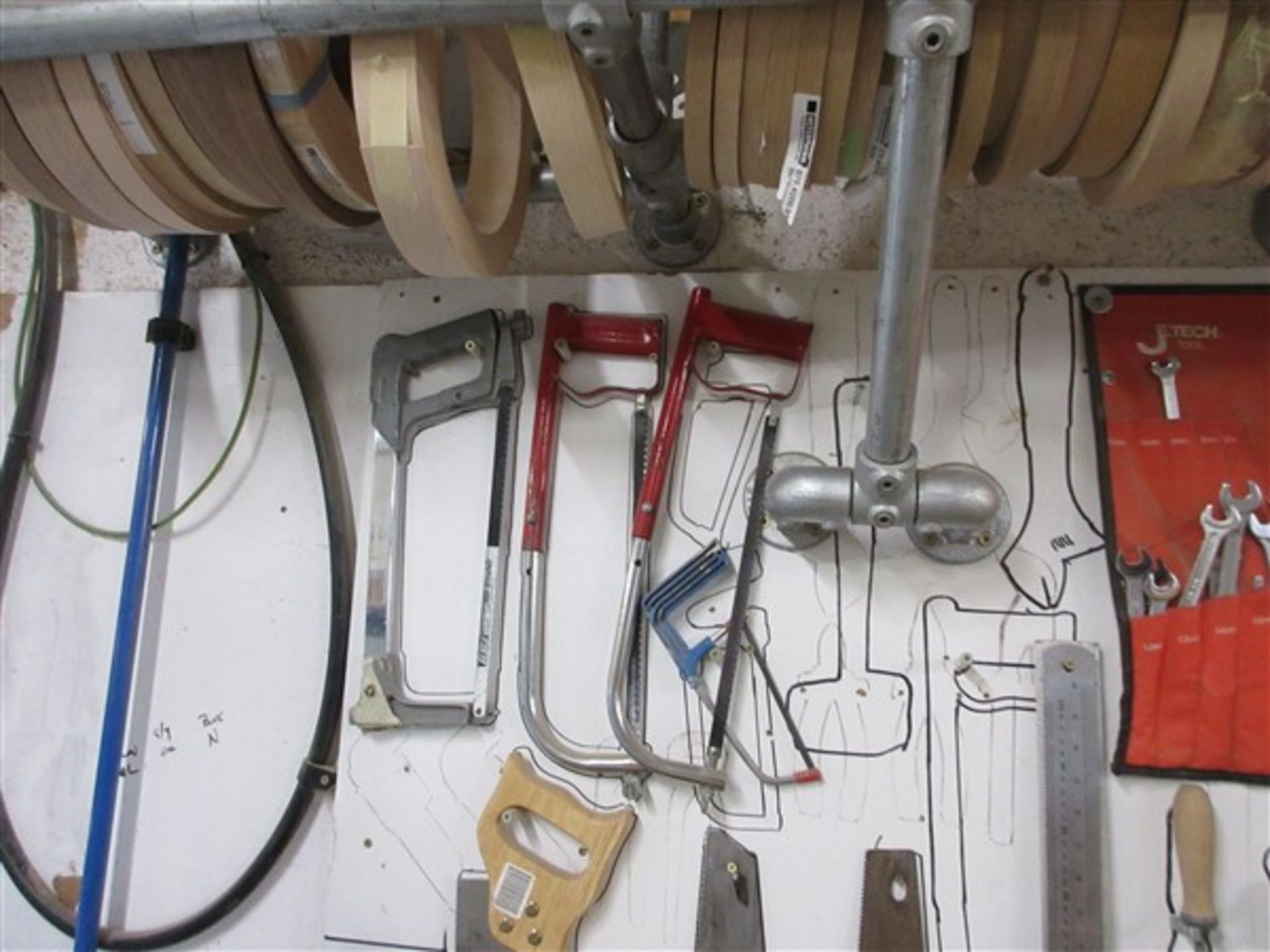 Selection of various hand tools to include saws, spanners, chisels and set square - Image 2 of 6