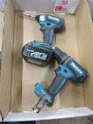 Makita DHPH85 drill and Makita DTD155 impact driver with battery